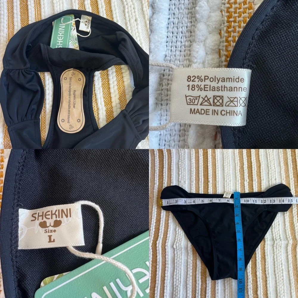 NWT Bikini Bottom‎ Low Waisted Sexy Swimsuit Ruched Sides Hipster Swim Bottom L